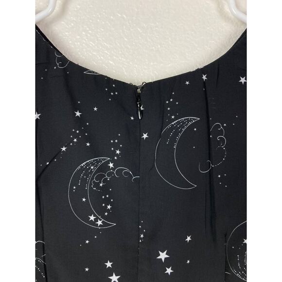 eShakti Black Dress Maxi Black Celestial Stars Half Sleeves Empire Waist Large - Picture 9 of 15